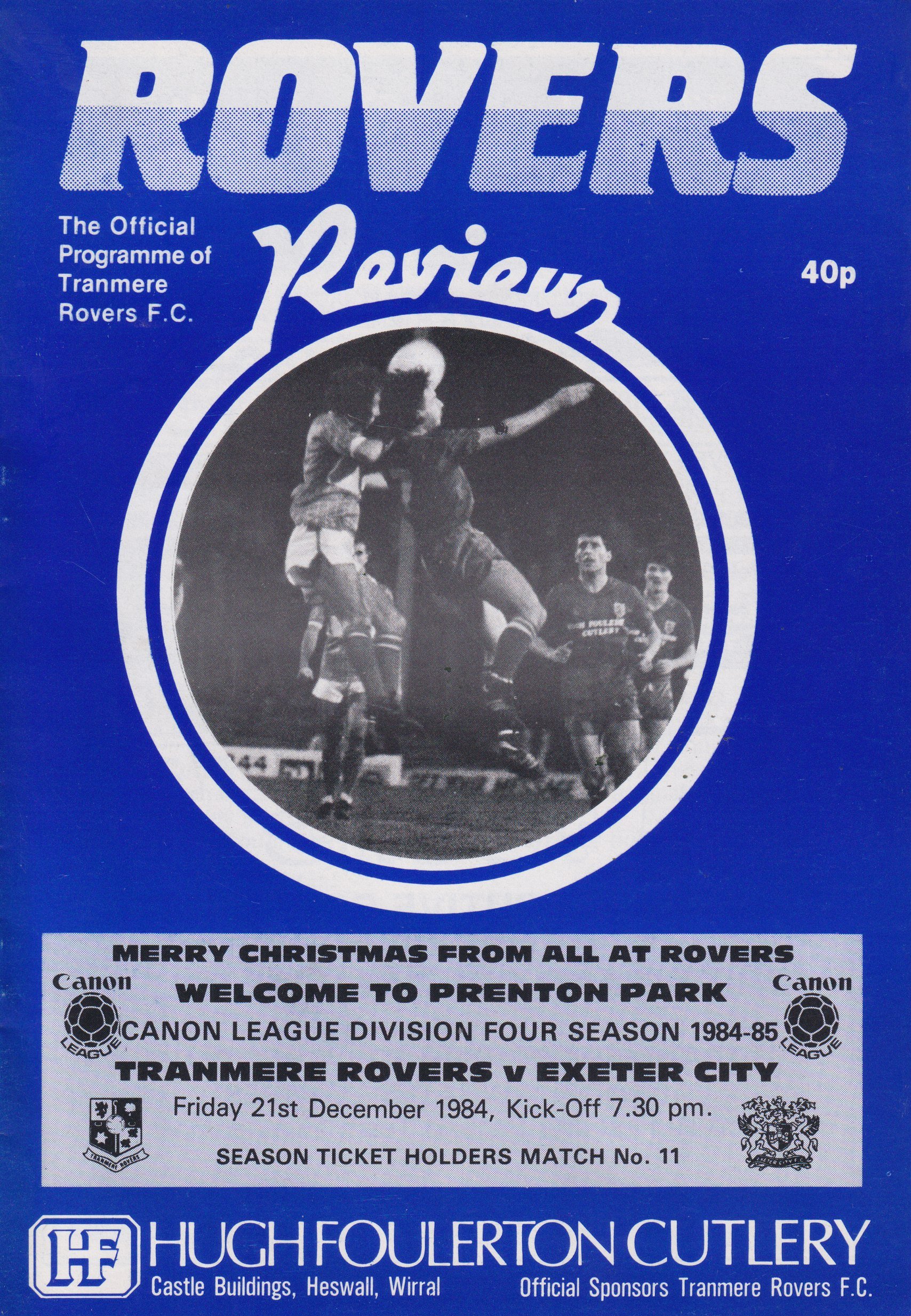 Tranmere Rovers v Exeter City match programme
